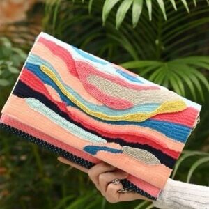 NWT America & Beyond Daphne beaded and embroidered clutch or shoulder bag